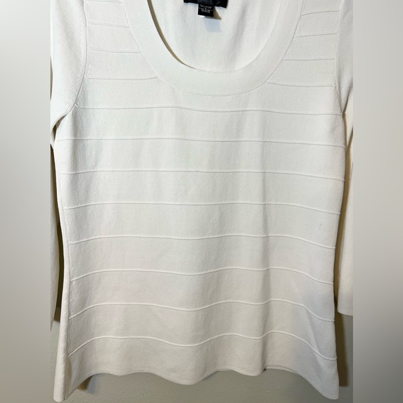 Cable & Gauge Women’s 3/4 Sleeve Round Neckline Comfy Ivory Viscose Top! Size L. - Picture 6 of 12